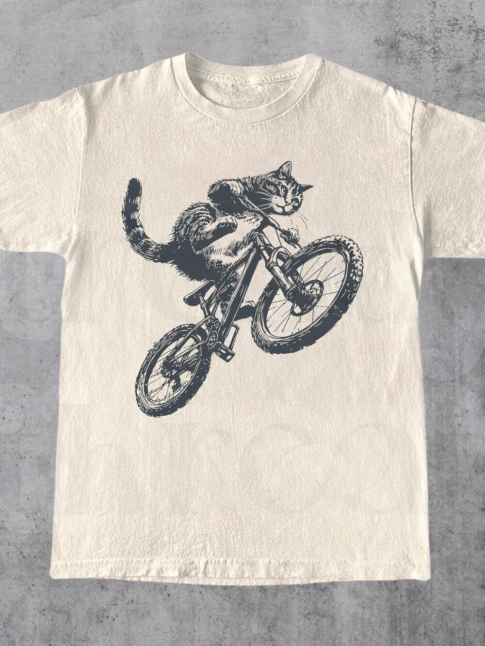 Natural Cat Riding Bike Graphic Tee Unisex Adult T-Shirt